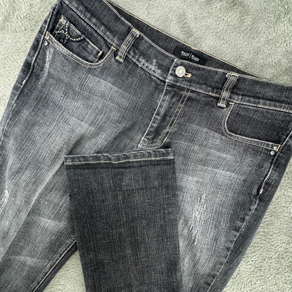 White House Black Market Noir Dark Wash Embellished Pocket Jeans Women's Size 8